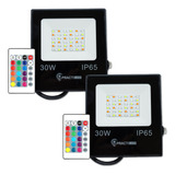 Pack X 2 Reflectores Led 30w Rgb Exterior Control Remoto