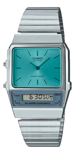 Reloj Casio Aq-800ec-2adf Color De La Correa Plateado Color Del Bisel Plata Color Del Fondo Turquesa