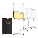 Juego De 4 Copas De Vino Cuadradas Grandes De Cristal, Cilin