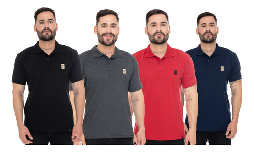 Kit 4 Camiseta Blusa Camisa Gola Polo Masculina Piquet