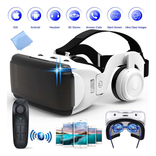 Gafas De Realidad Virtual 3d Con Audífonos Y Control Remoto