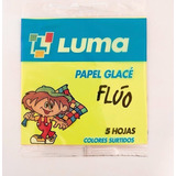 Papel Glacé Fluor 10x10 Cm X 5 Hojas Pack X 5 Sobres Luma
