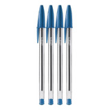 4 Boligrafos Pluma Bic Dura+ Punto Medio 1 Mm Lapicero Azul
