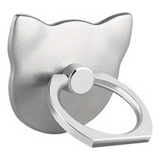 Anillo Soporte Sujetador Cabeza De Gatito Gato Nuevo Plata