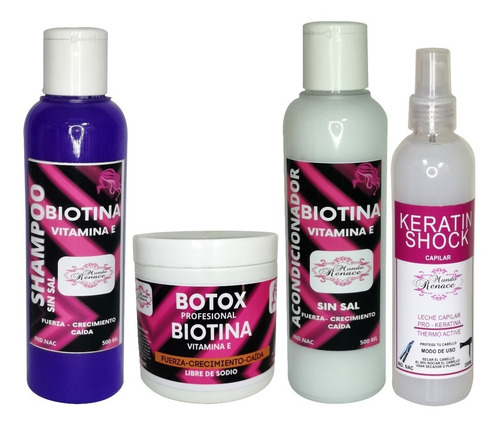 Kit Shampoo Acondicionador Crema Biotina Spray Keratina