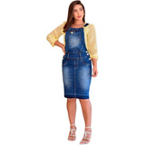 Jardineira Jeans Feminina-  Roupas Femininas Jeans Delicatê. (ref-1518)