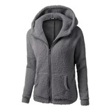 Chaqueta Con Capucha De Sherpa De Color Liso Para Mujer