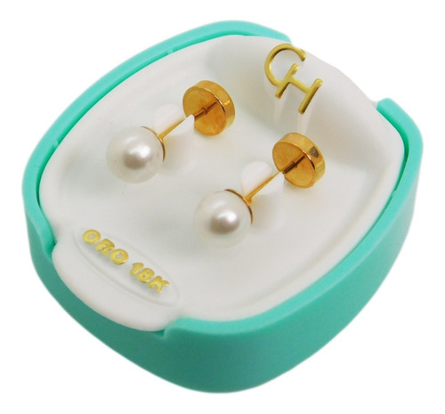 Aros Abridores Oro 18k Marca Ch Perla 111 Joyeria Esponda