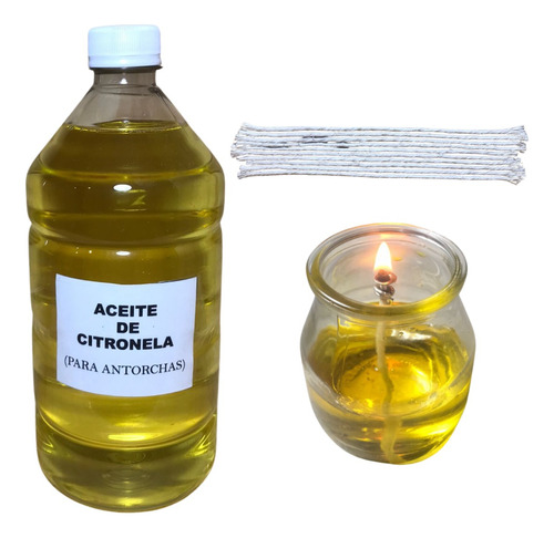 Aceite Citronela X1 Litro +1 Frasco +1 Soportes +10 Mechas 