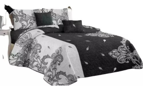  Cubrecamas / Cobija De Verano Quilt  King Negro/blanco