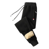 Pantalones Rectos Forro Polar Cálido Hombre Fitness Running