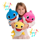 3 Pelúcias Baby Shark Tubarão Musicais Bebê 25 Cm