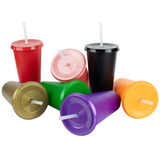 Vaso De Plástico Con Tapa Y Popote 24 Oz | Paquete 50 Vasos