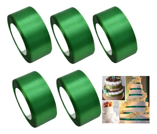 5 Rollos Satinado Decoracion Colores Listón 4cm 114 Metros