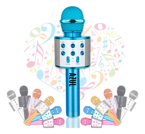Microfone Bluetooth S/ Fio Youtuber Karaoke Cores Infantil