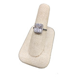 Bonito Anillo De Mujer Cz Blanca Corte Esmeralda Plata .925