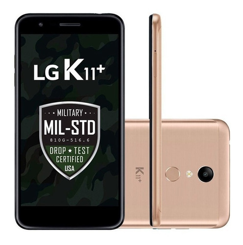 Smartphone LG K11 Plus Dourado 32gb Tela 5.3  Dual Chip 13mp