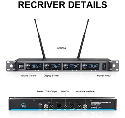 Xtuga A140 Sistema De Micrófono Inalámbrico, Juego De Micróf