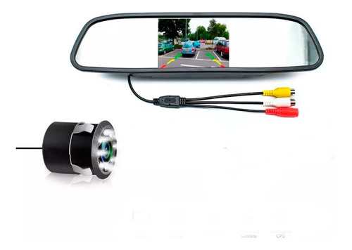 Camara De Reversa 8 Leds Univer + Espejo Retrovisor Pantalla