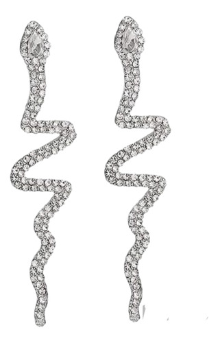 Aretes Largos  De Serpiente Plateado Cristal Austriaco 6cm