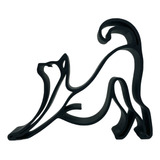 Gato Estirándose Escultura Minimalista Decorativa De 1 Trazo