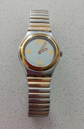 Hermoso Reloj Swatch Dorado Y Plateado - Funcionando!