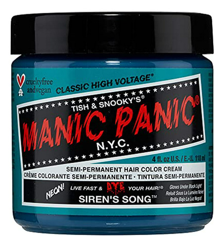 Tinte Capilar Neon Azul-verde Siren's Song - Vegano - 4oz