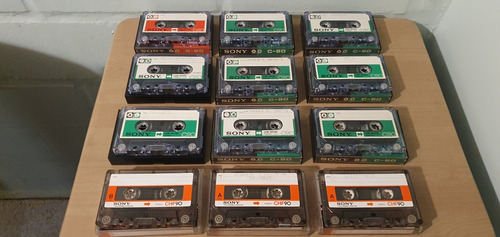 12 Cintas De Cassette Audio Sony 90 Minutos Años 70 Vintage