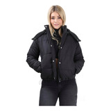 Campera Mujer Puffer Inflable Negro Opaco Mate