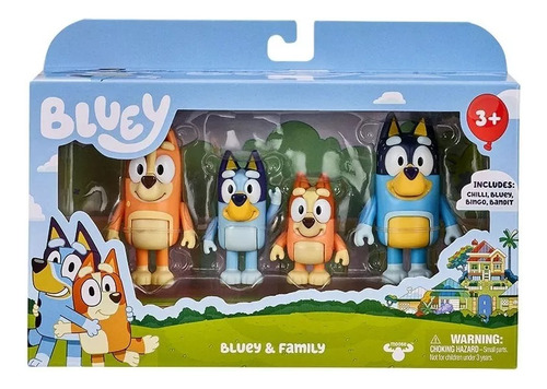 Muñecos Bluey Familia Y Amigos 4 Personajes Originales 