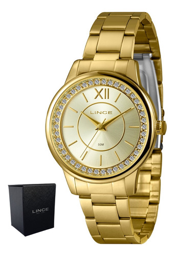 Relógio Pulso Feminino Dourado Original C/nf + Garantia