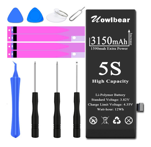 Uowlbear Bateria De 3150 Mah Para iPhone 5s A1453 A1457 A151