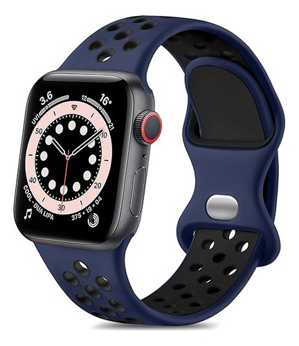 Correa Deportiva Para Apple Watch 42mm A 49mm Azul Y Negro