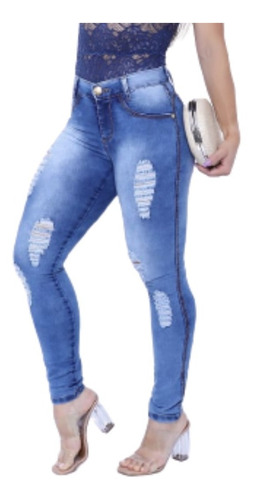 Calça Jeans Feminina Skynni Cos Alto Lycra Promoção