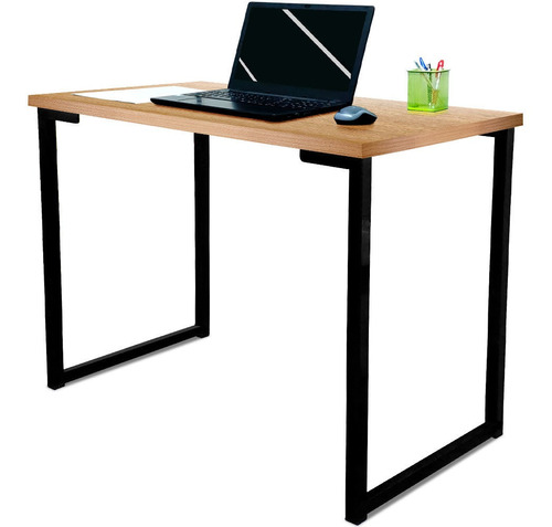 Mesa Para Escritório Industrial Mdf 120cm Ny Preta E Jade