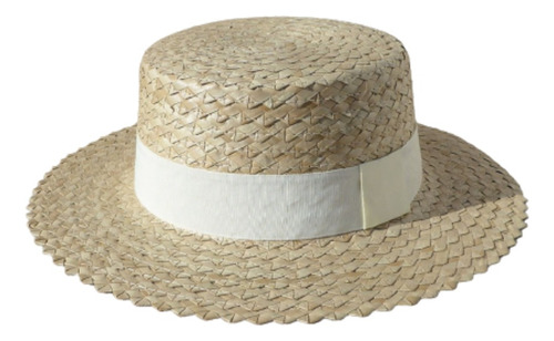 Sombrero Canotier Estilo Francés Simil Rafia, Mujer, Playa