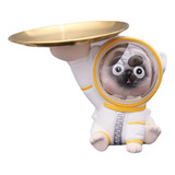 Estátua De Pug Com Bandeja, Cachorro Decoração Para Casa