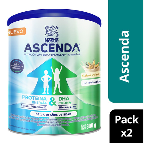 Suplemento Nestlé Ascenda® Vainilla 800 G  Pack X2