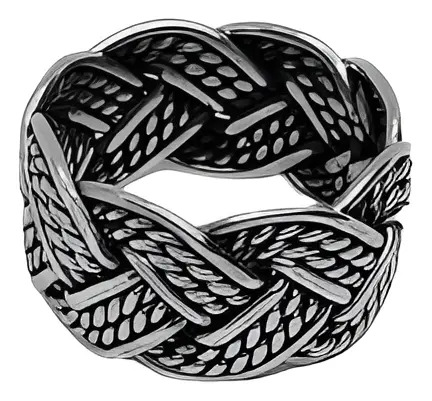 Anillo Trenzado Tipo Vikingo En Plata Ley 925 Hombre