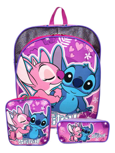 Kit Mochila Infantil Escolar Meninas Costas  Lilo E Stitch G