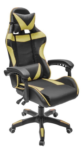 Silla Gamer Ergonómica Giratoria Inclinación Dorado Negro