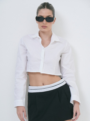 Camisa Crop Corta De Poplin 