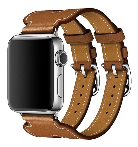Pulseira Couro Double Cuff Para Apple Watch 41mm 45mm