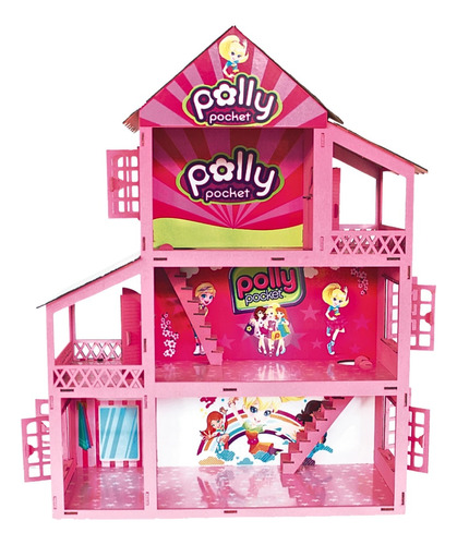 Casa Casinha Da Polly Pocket 38 Móveis Mdf + Brinde