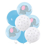 Set De Globos De Látex  Elefante Celeste 7pcs