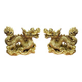 Dragão Casal Chinês Decorativo Oriental Resina
