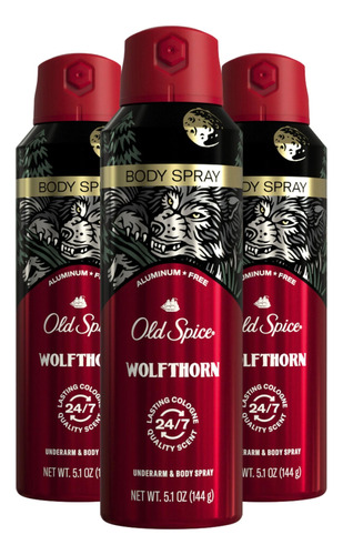 Old Spice Spray Corporal Sin Aluminio Para Hombres, Wolftho.