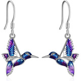 Aros Colibrí Pendientes Multicolor Plata 925 Mujer Regalo