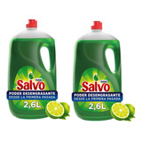 Jabon Liquido Lavatrastes Salvo Total Limon 2.6 L C/u 2 Pzas