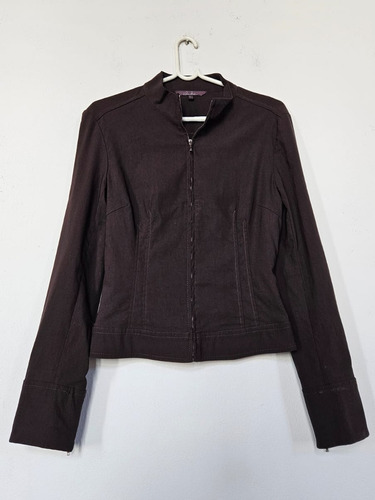 Campera Zara Marrón Chocolate Talle S Entallada  Con Spandex